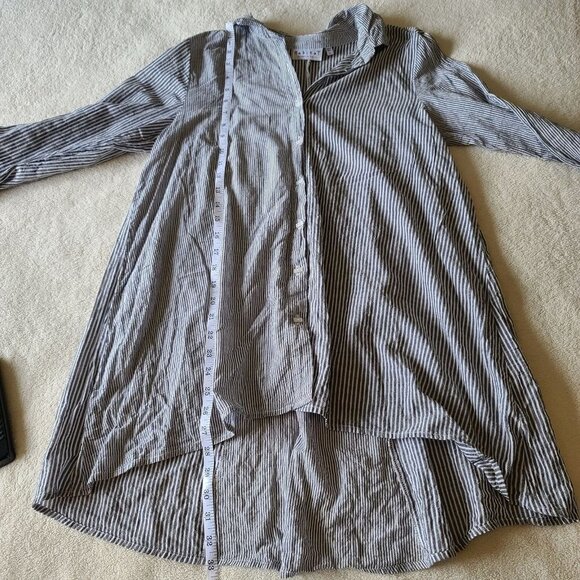 Habitat Cotton Striped Lagenlook Swing Button Down Shirt Gray White Size Small - Picture 10 of 10